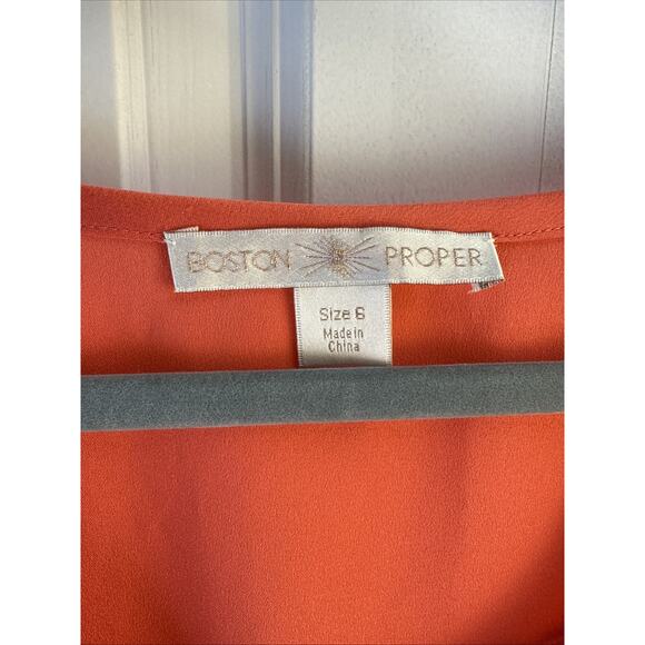 Boston Proper Size 6 Striped Silky Blouse Color Block Short Sleeve Top EUC - Picture 2 of 4